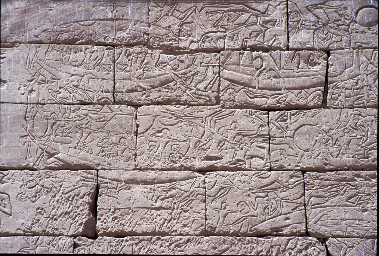 شعب البحر ، معركة رمسيس الثالث البحرية ، مدينة هابو ، 1195-64 قبل الميلاد بواسطة الأسرة المصرية العشرون