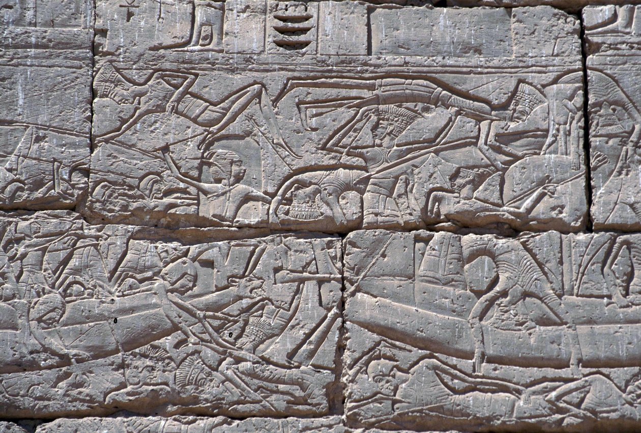 شعب البحر ، معركة رمسيس الثالث البحرية ، مدينة هابو ، 1195-64 قبل الميلاد بواسطة الأسرة المصرية العشرون