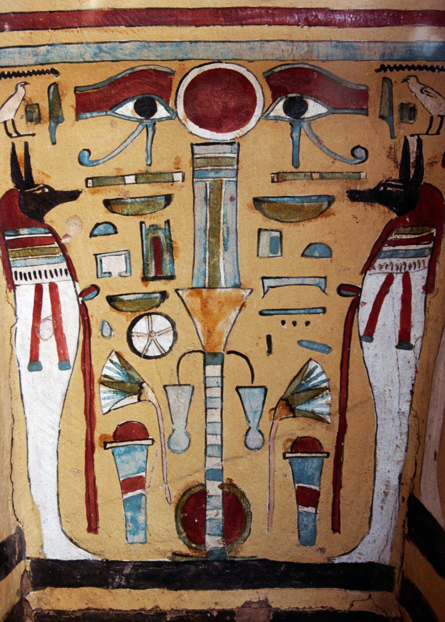 Anubis mummy, decorative detail of sarcophagus of Ankh-ef-en-Khonsu بواسطة الأسرة 21 المصرية