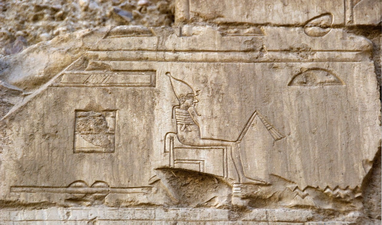 الآثار المصرية: نقش يمثل الإله أوزوريس. مقبرة عنخ حور (عنخ حور) (TT414) (الأسرة السادسة والعشرون ، 672-525 قبل الميلاد) ، الأقصر (طيبة) ، مصر بواسطة الأسرة المصرية السادسة والعشرون