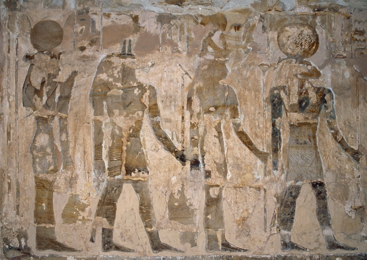 لوحات جدارية ، معبد عين المفتلة ، الواحات البحرية ، الجيزة ، مصر ، الأسرة السادسة والعشرون (663-525 قبل الميلاد) بواسطة الأسرة المصرية السادسة والعشرون