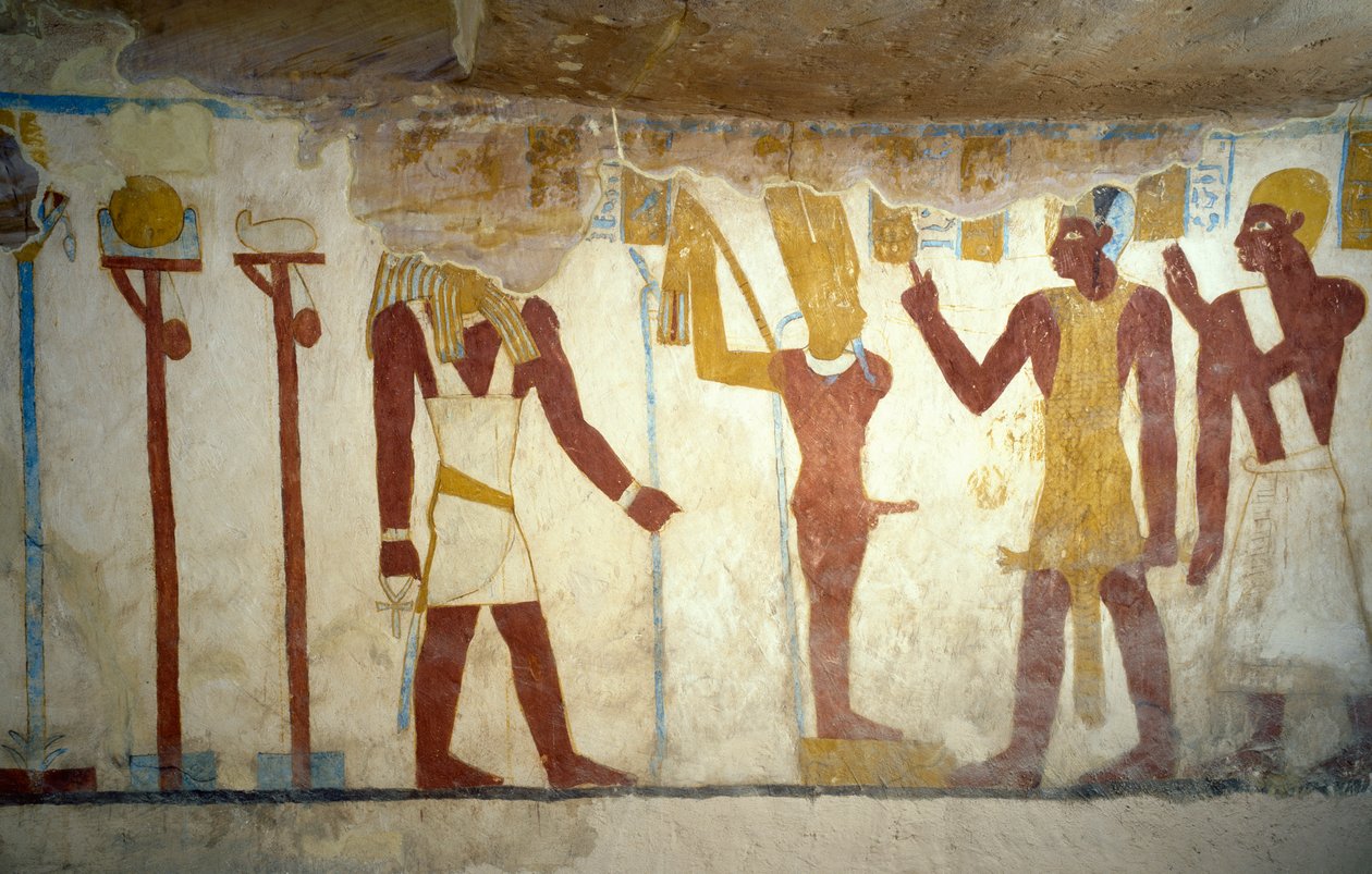 لوحات جدارية من مقبرة با نينتوي ، الواحات البحرية ، الجيزة ، مصر الحضارة المصرية ، الأسرة السادسة والعشرون ، 663-525 قبل الميلاد بواسطة الأسرة المصرية السادسة والعشرون