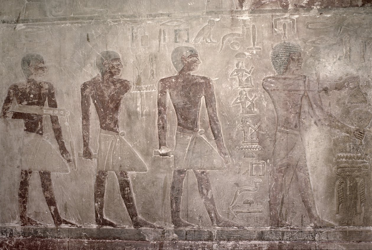 الحرفيون من الجدار الجنوبي لكنيسة المصطبة في تي ، المملكة القديمة (رسم جداري) بواسطة الأسرة الخامسة المصرية