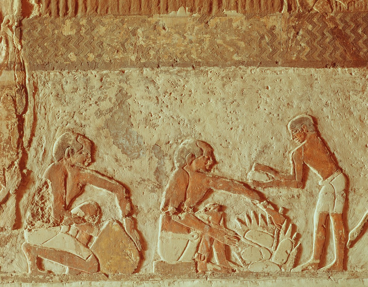 نقش يصور صنع الخبز والخبز ، المملكة القديمة (رسم جداري) بواسطة الأسرة الخامسة المصرية