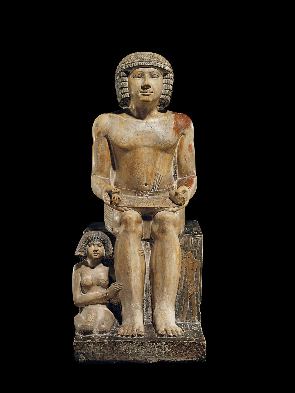 تمثال لمفتش الكتبة Sekhemka ، حوالي 2400-2300 قبل الميلاد (الحجر الجيري الملون) بواسطة الأسرة الخامسة المصرية