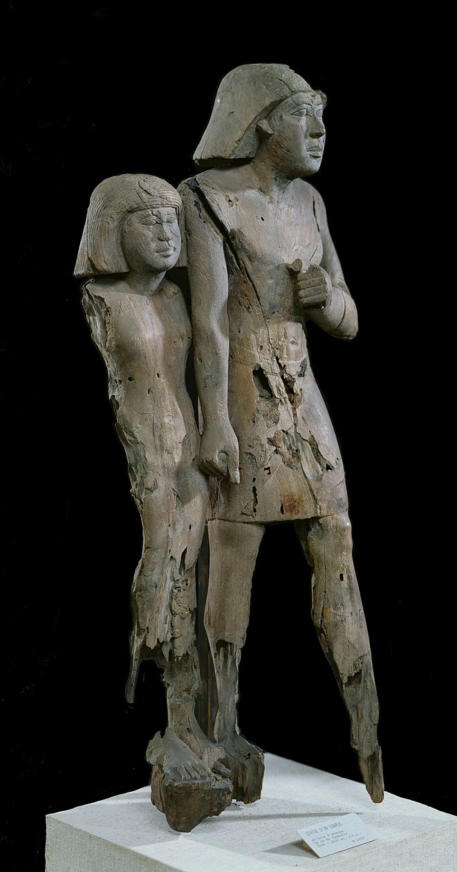 زوجان مجهولان معروفان باسم زوجين ممفيس ، المملكة القديمة (خشب الأكاسيا) (انظر أيضًا 105656) بواسطة الأسرة المصرية السادسة