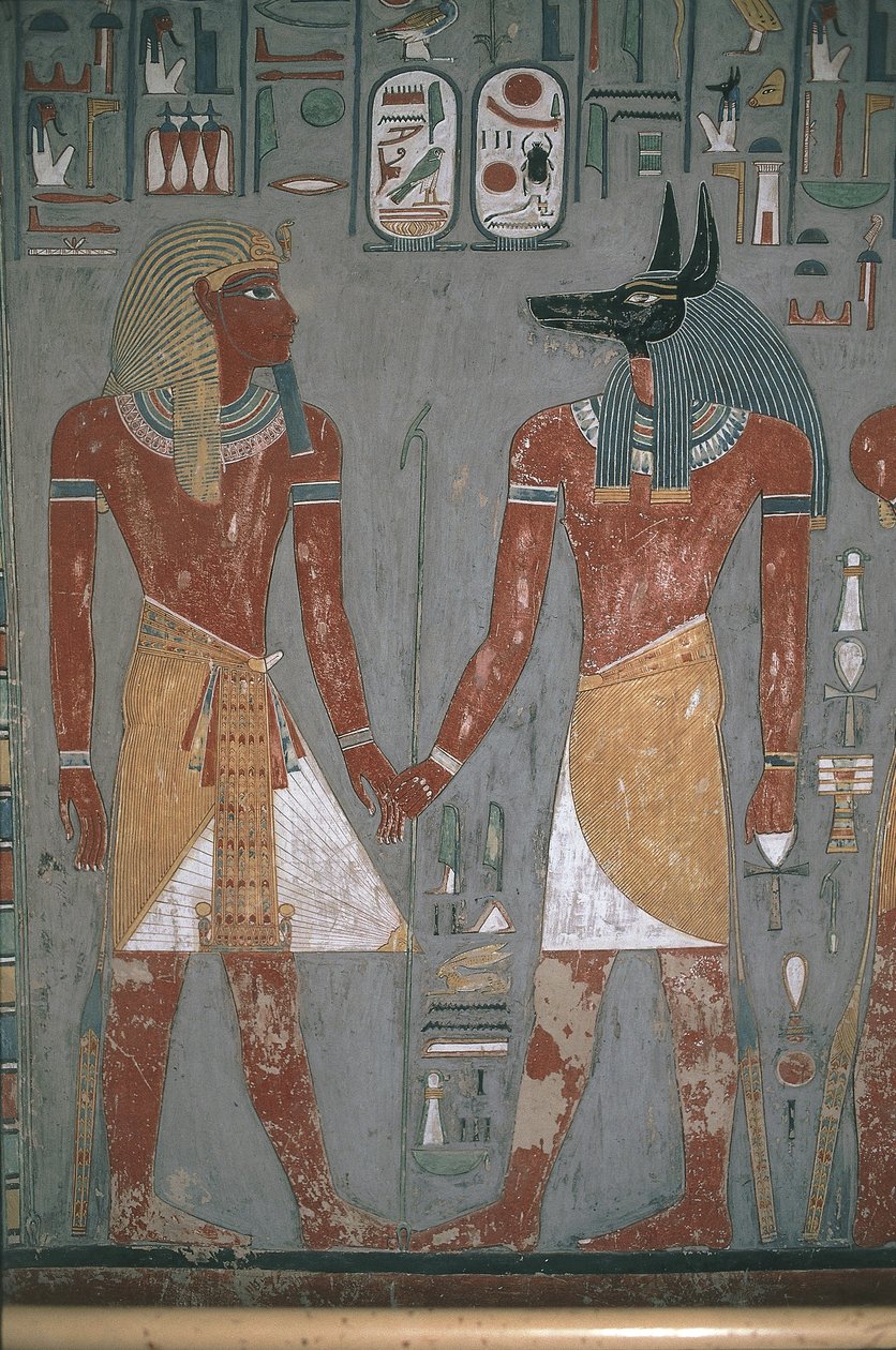 Pharaoh and Anpu holding hands بواسطة مصري مصري