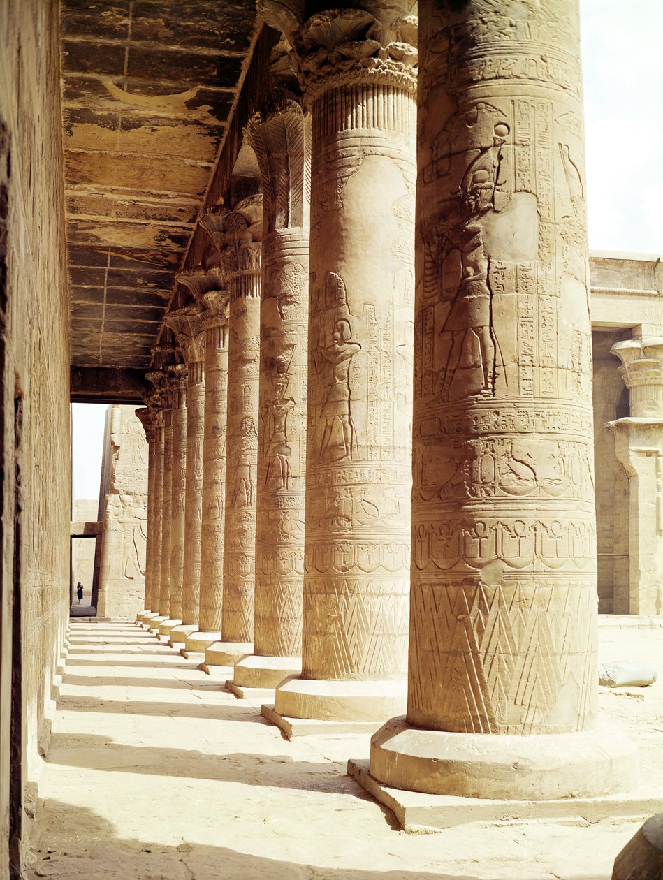 أعمدة في Pronaos (Hypostyle Hall) لمعبد حورس بواسطة الفترة البطلمية المصرية
