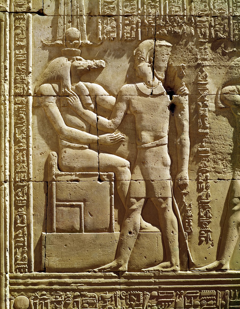 إغاثة Sobek و Ptolemy VI Philometor (180-45 قبل الميلاد) بواسطة الفترة البطلمية المصرية
