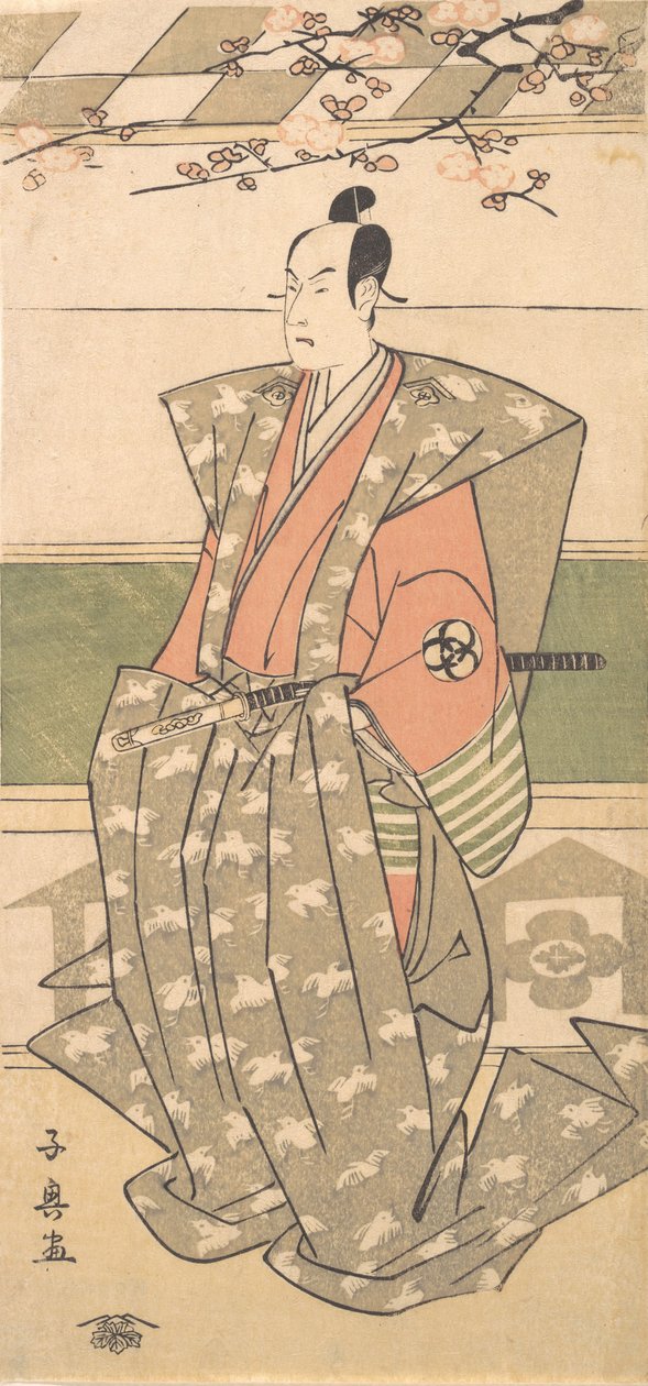 الممثل باندو ميتسوجورو الثاني في رداء احتفالي مع كاميشيمو ، 1751-1788. بواسطة Eisōsai Chōki