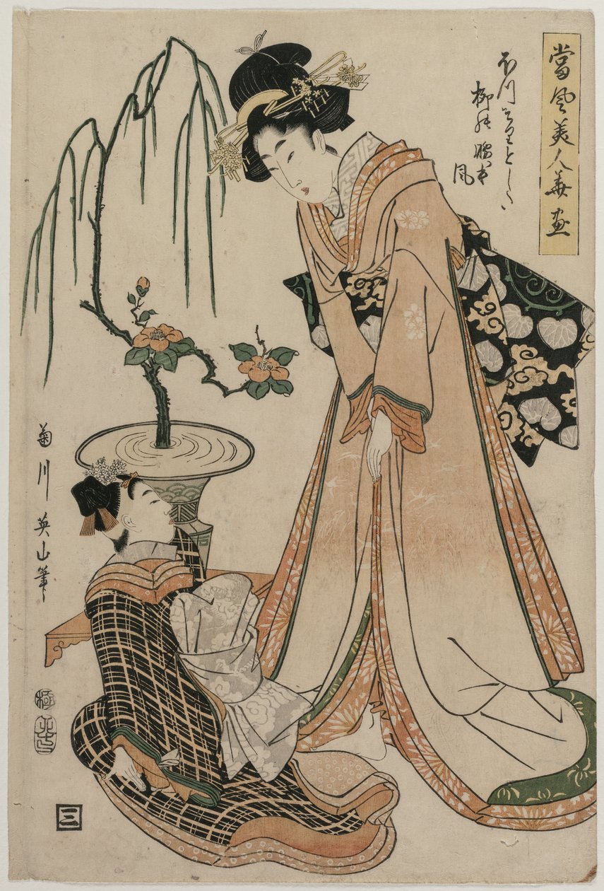 سيدة في الانتظار مع الخصر نحيل مثل الصفصاف ... ، 1807. بواسطة Kikugawa Eizan