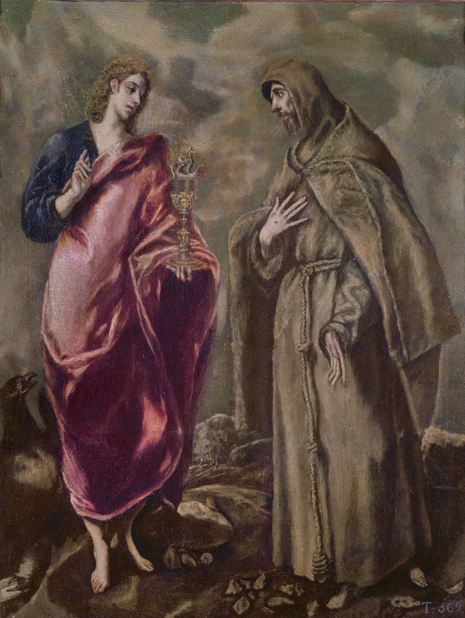 القديس يوحنا الإنجيلي والقديس فرنسيس الأسيزي ، حوالي 1608 بواسطة إل جريكو