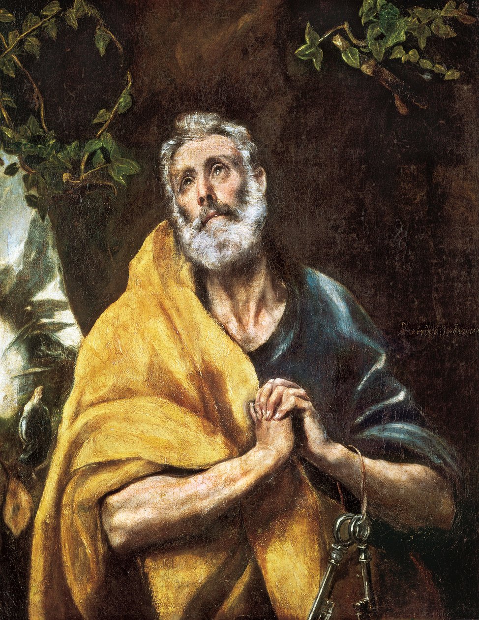 "دموع القديس بطرس" حوالي 1594-1604 (زيت على قماش) بواسطة إل جريكو