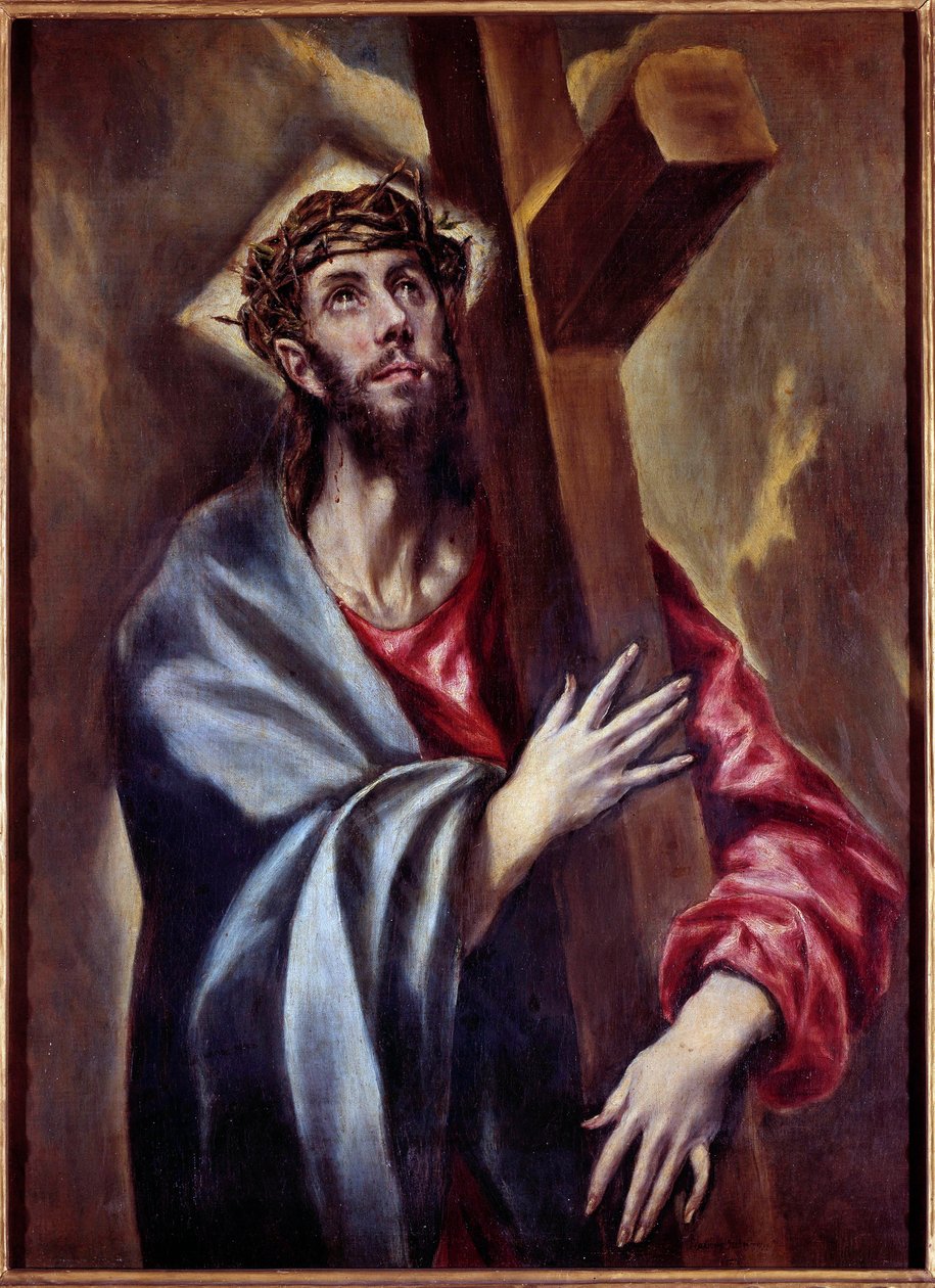 المسيح يحمل اللوحة المتقاطعة بواسطة Domenikos Theotokopoulos dit El Greco (1541-1614) 1605 Sun. 1.08x0.78 م مدريد ، متحف برادو - المسيح يحمل الصليب. لوحة لدومينيكوس ثيوتوكوبولوس المعروفة باسم إل جريكو (1541-1614) 1605. 1.08 × 0.78 م. برادو موس بواسطة إل جريكو