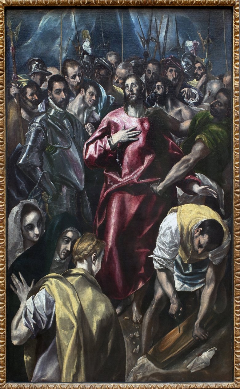 جرد المسيح من ثوبه. لوحة لدومينيكوس ثيوتوكوبولوس تسمى The Greco (1541-1614) ، زيت على قماش ، بين 1583 و 1584 (99 × 165 سم). الفن الاسباني بواسطة إل جريكو