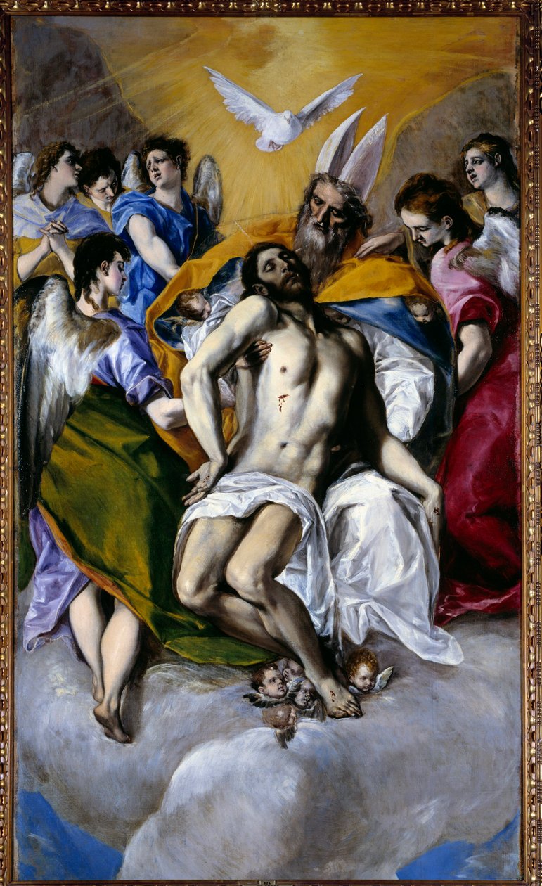 The Trinity Painting by Domenikos Theotokopoulos Dit El Greco (1540-1614) 1577 Sun. 3x1,79 m Madrid, Prado Museum بواسطة إل جريكو