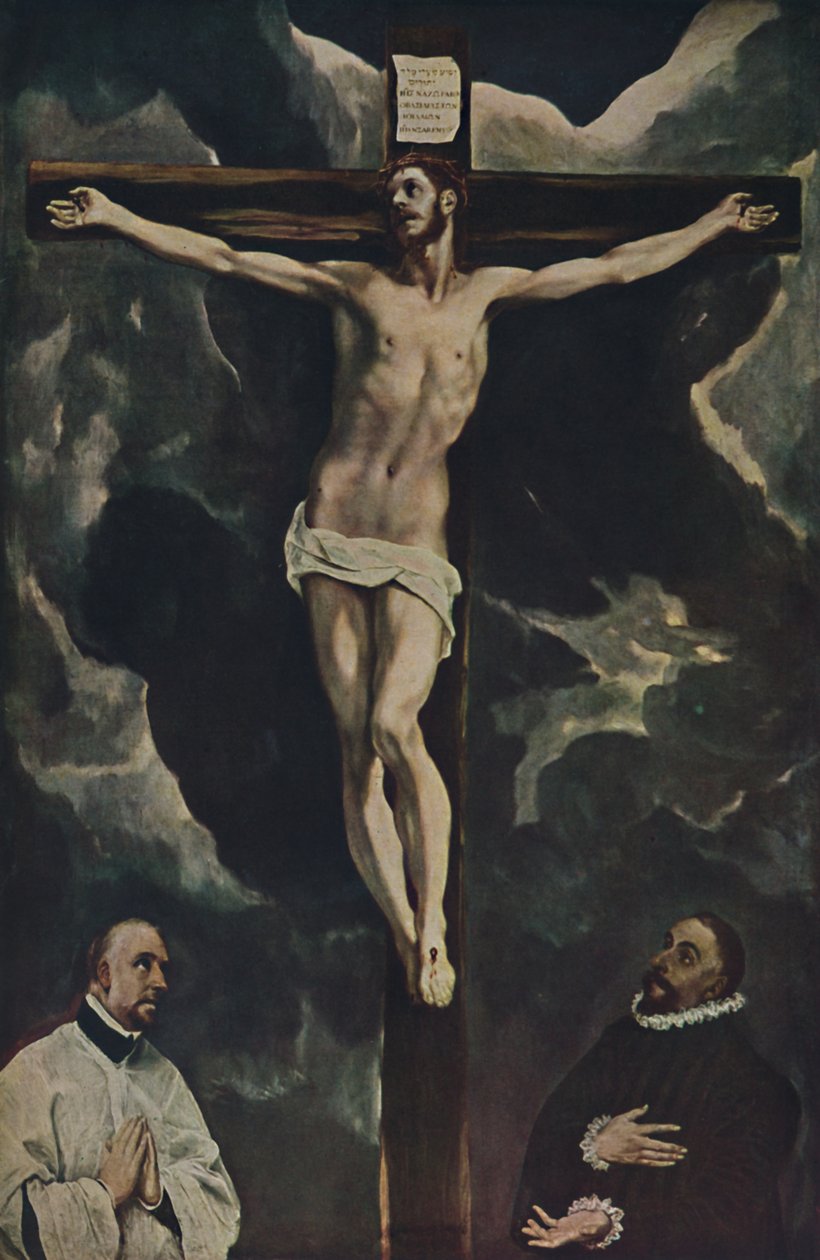 المسيح على الصليب ، مع مؤسسين ، المسيح على الصليب يعبده المانحون ، c1590 ، 1938 بواسطة إل جريكو