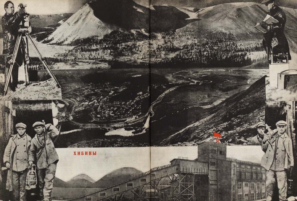 Khibiny. رسم توضيحي من اتحاد الجمهوريات الاشتراكية السوفياتية يبني الاشتراكية ، 1933. بواسطة اليعازر ماركويتش ليسيتسكي