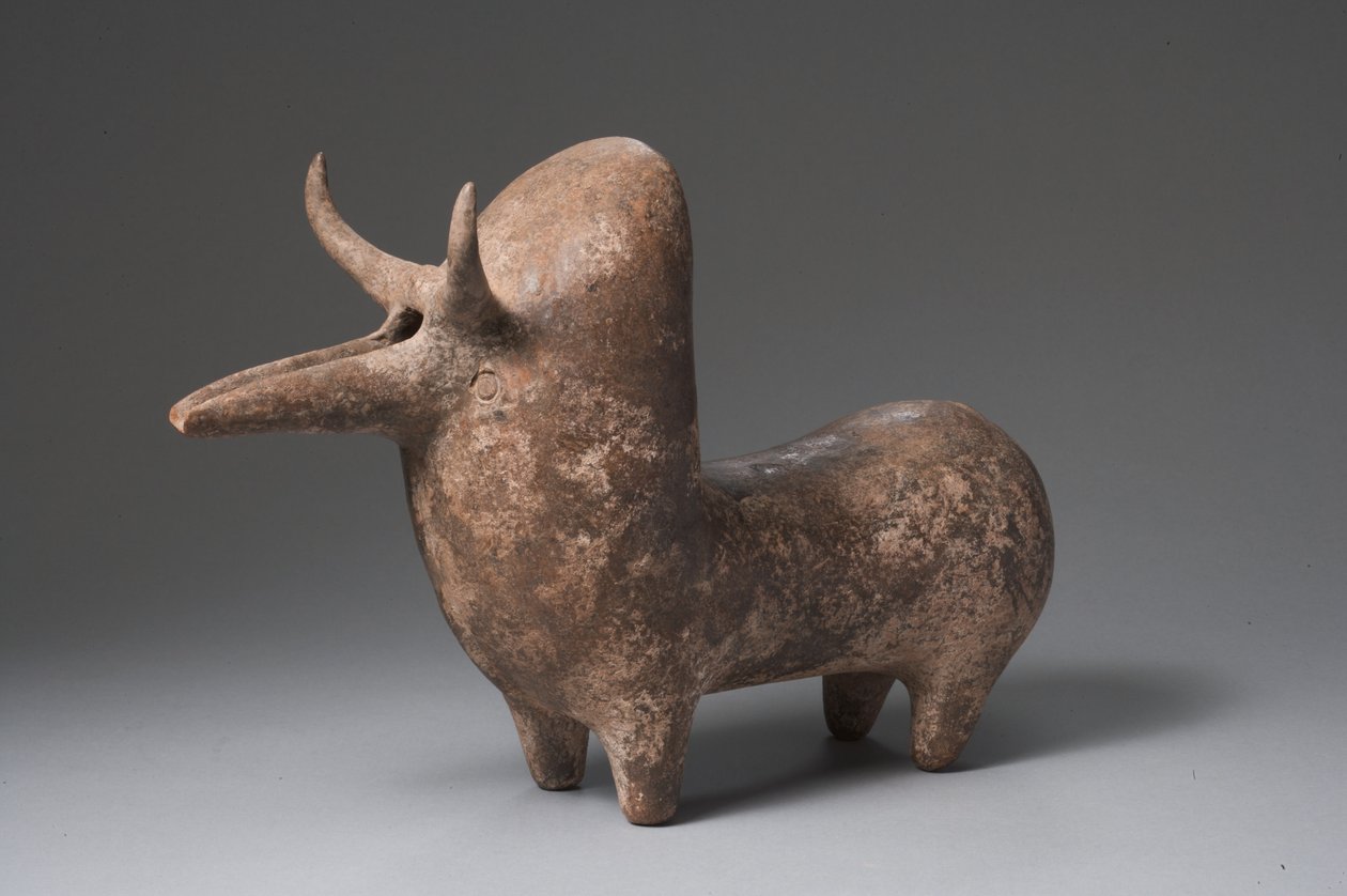 Amlash rhyton على شكل ثور زيبو (الطين) بواسطة العيلامية