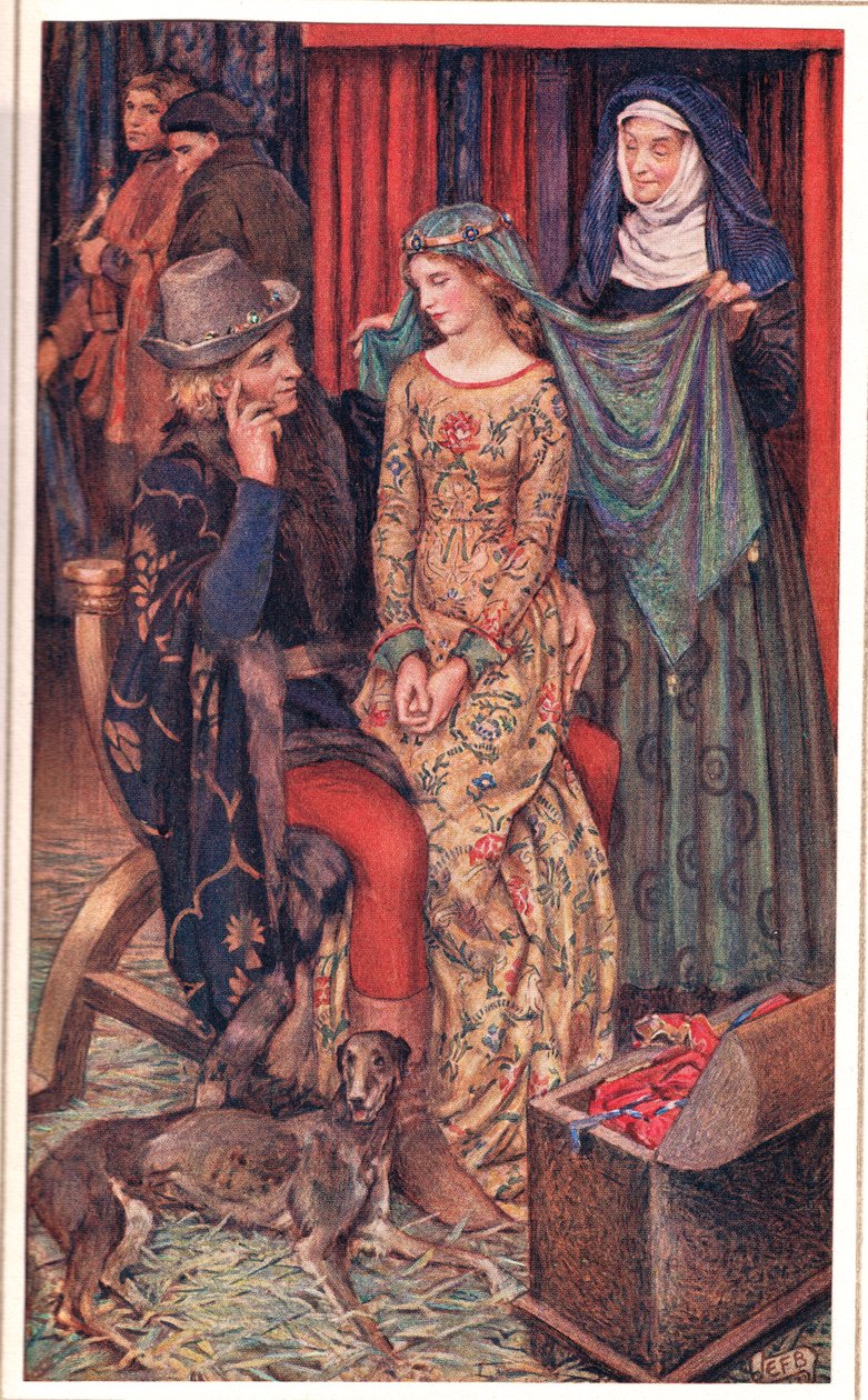 إنيد ، رسم توضيحي من كتاب "قصائد الملك" لألفريد تينيسون (1809-1992) ، نشره Hodder & Stoughton بواسطة إليانور فورتسكو بريكديل