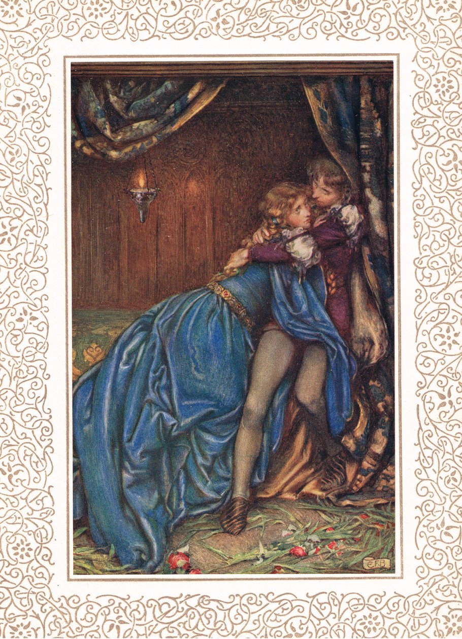 Lancelot و Guinevere Together ، رسم توضيحي من "Idylls of the King" بقلم ألفريد تينيسون (1809-1992) ، نشره Hodder & Stoughton بواسطة إليانور فورتسكو بريكديل