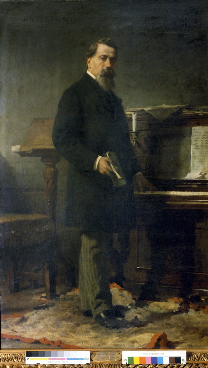 Amilcare Ponchielli (1834 - 1886). الملحن الإيطالي. لوحة إليوتريو باجليانو. بواسطة إليوتريو باجليانو