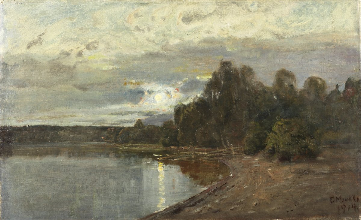 KuutamomaisemanEnglish: Landscape in MoonlightnSweden: منظر داخلي مع الجنس البشري بواسطة إلياس موكا
