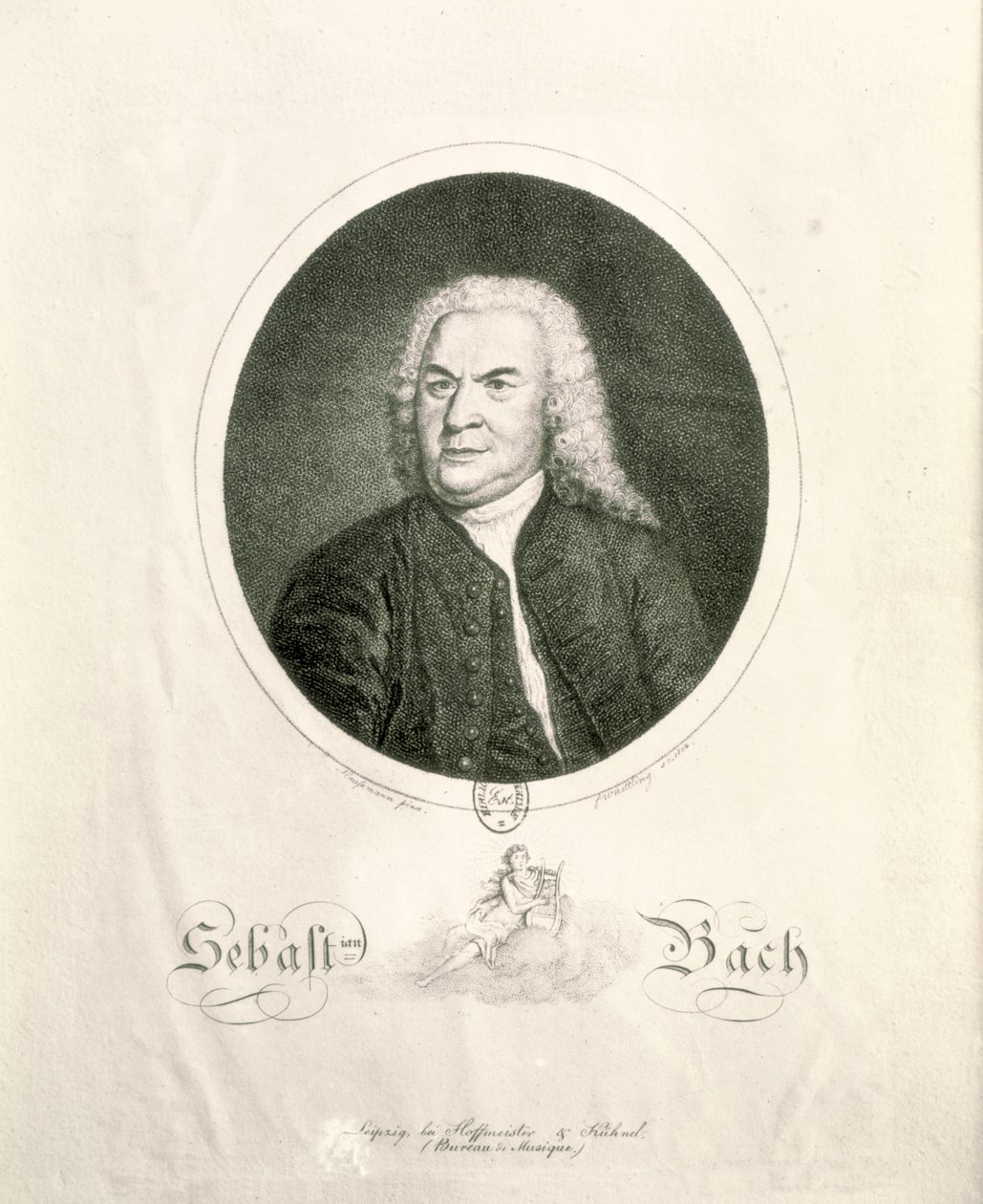 صورة يوهان سيباستيان باخ (1685-1750) منقوشة بواسطة فريدريش ويلهلم نيتلينج (النقش) (صور من وزن الجسم) بواسطة إلياس جوتليب هوسمان