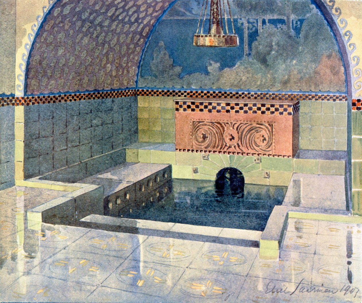 الحمام في منزل Merijoki الريفي ، من تصميم Eliel Saarinen ، من 