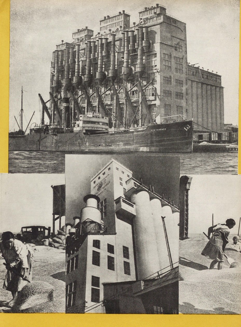 رسم توضيحي من اتحاد الجمهوريات الاشتراكية السوفياتية يبني الاشتراكية ، 1933. بواسطة اليعازر ماركويتش ليسيتسكي