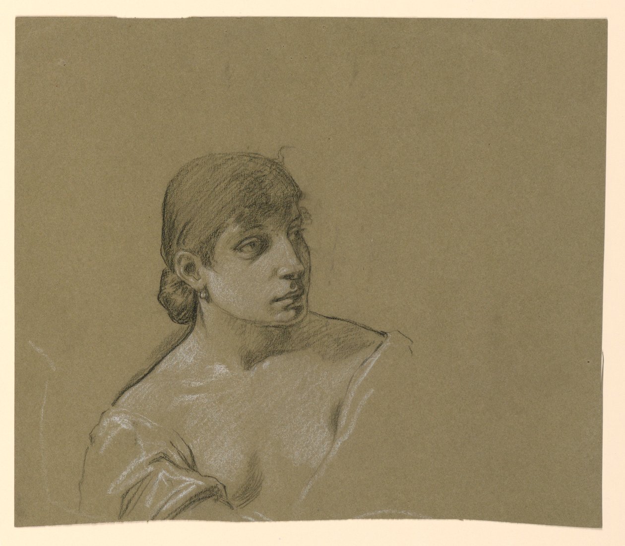 رسم، بورتريه لامرأة شابة، حوالي عام 1885 بواسطة اليهو فيدر