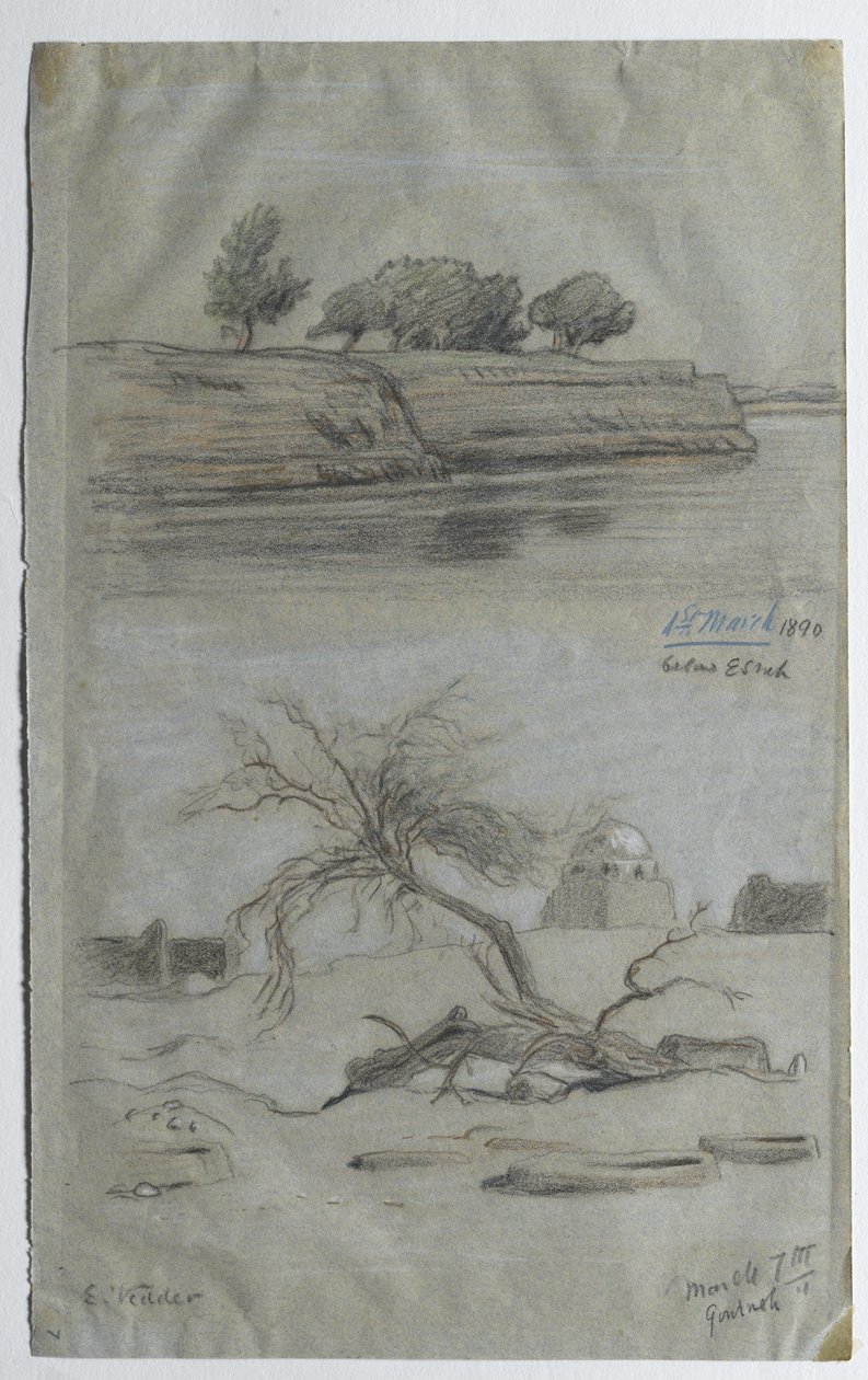 النيل ، 1890 (قلم رصاص ملون على ورق) بواسطة اليهو فيدر