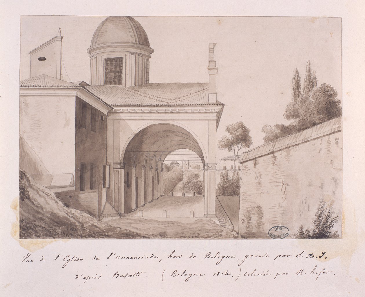 منظر لكنيسة البشارة ، بولونيا ، بعد Busatti ، 1814 بواسطة إليسا بونابرت