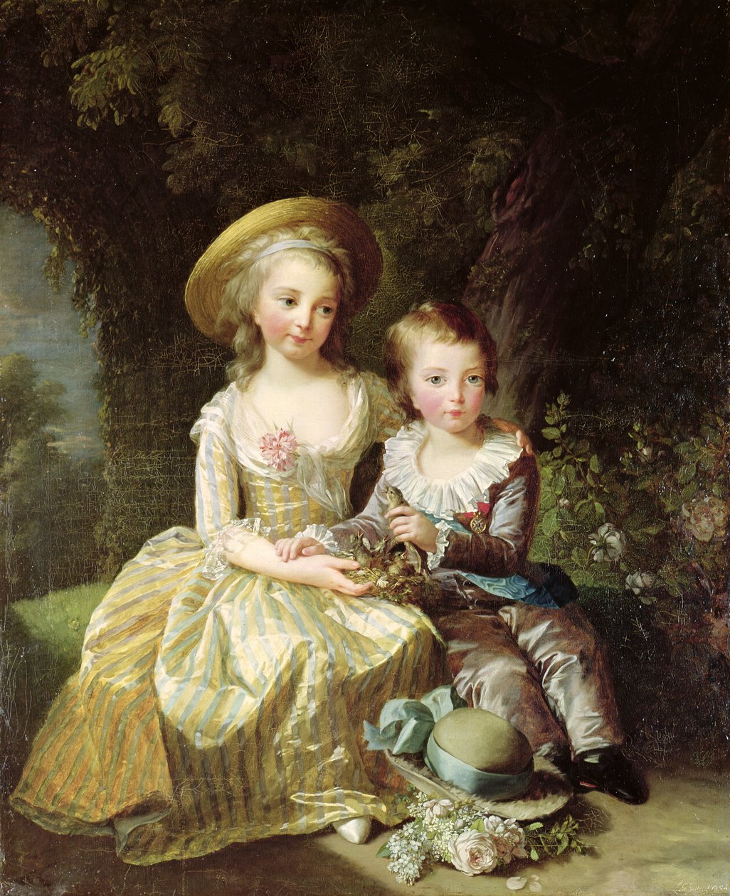 صور الأطفال لماري تيريز شارلوت من فرنسا (1778-1851) ، دوقة أنجوليم المستقبلية ، ولويس جوزيف كزافييه من فرنسا (1781-89) Premier Dauphin ، 1784 بواسطة إليزابيث لويز فيجي ليبرون
