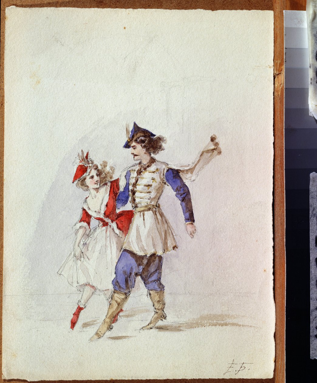 زوجان من الراقصين في زي بولندي (زوج راقص في ثوب بولندي) - رسم إليزافيتا ميركوريفنا بيم (إليزابيث بوم) (1843-1914) - ألوان مائية على ورق بواسطة إليزابيث بيم
