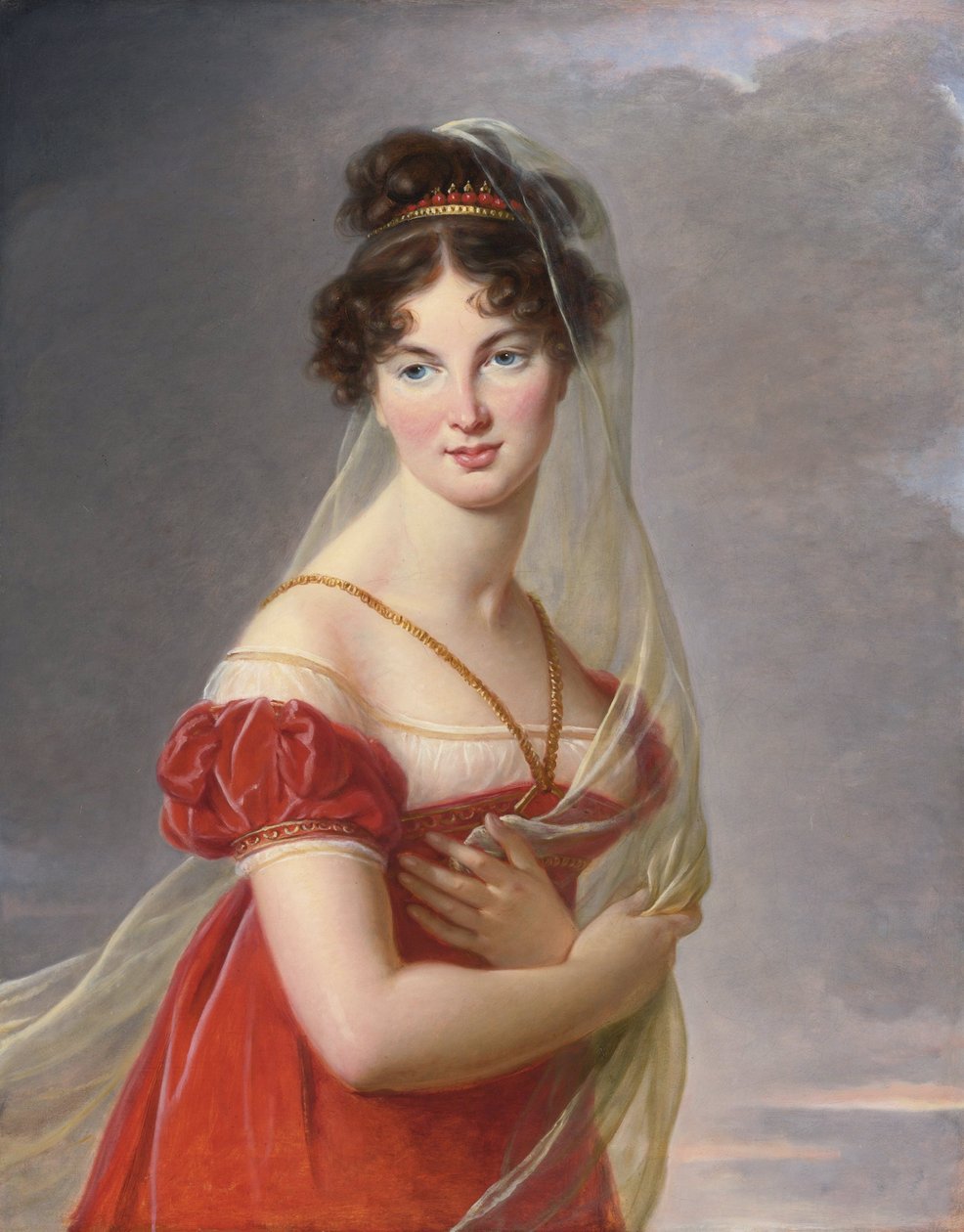 "" صورة أجلاي أنجيليك غابرييل دي جرامون (1787-1842) ، زوجة الجنرال ألكسندر لفوفيتش دافيدوف (1773-1833) "لوحة لماري لويز إليزابيث فيجي ليبرون (فيجي ليبرون) (1755-1842) 1800-1805 مجموعة خاصة بواسطة إليزابيث لويز فيجي ليبرون