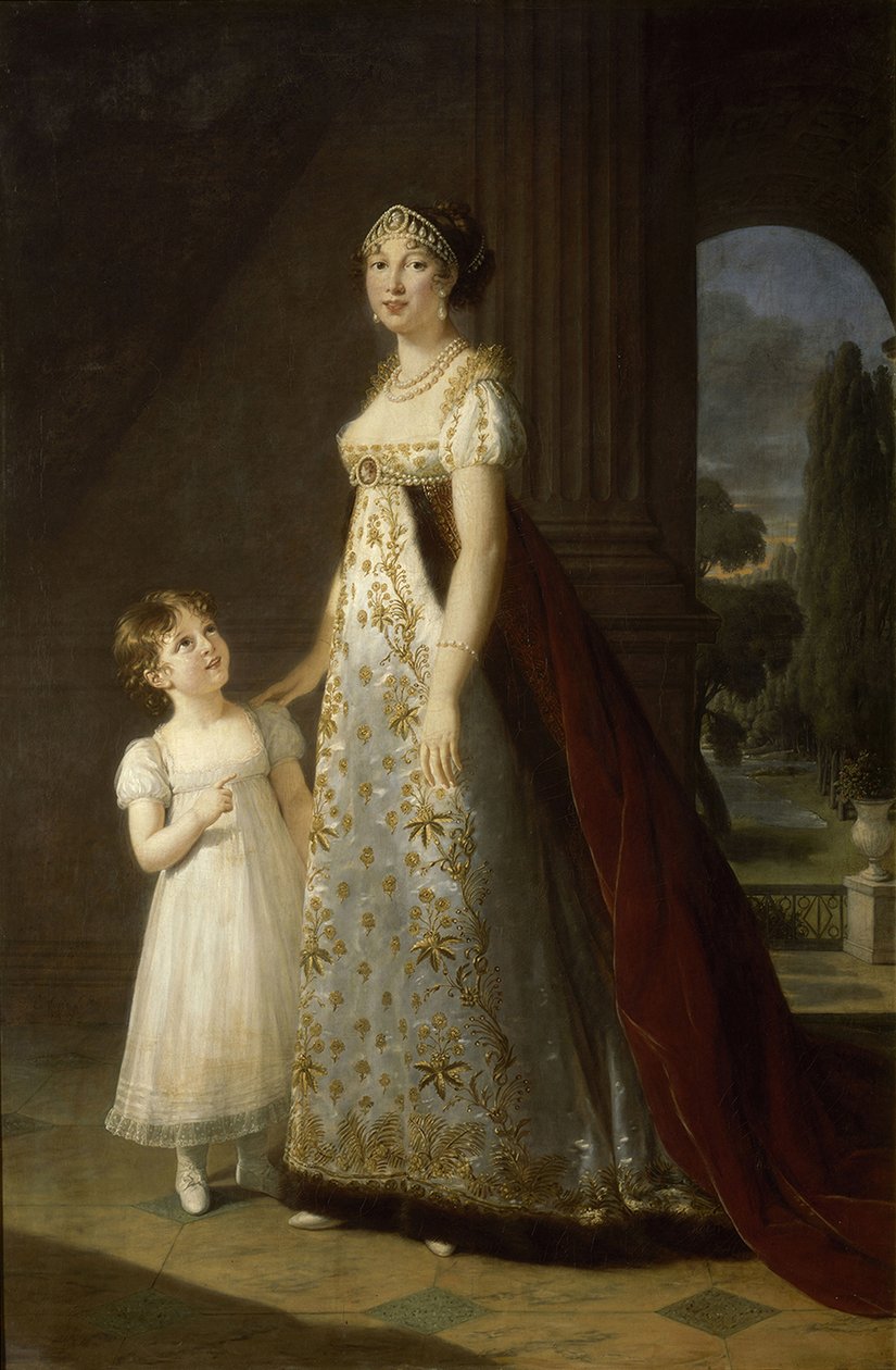 صورة لكارولين بونابرت 1782-1839 ، ملكة نابولي وصقلية ، مع ابنتها ليتيزيا 1807 بواسطة إليزابيث لويز فيجي ليبرون