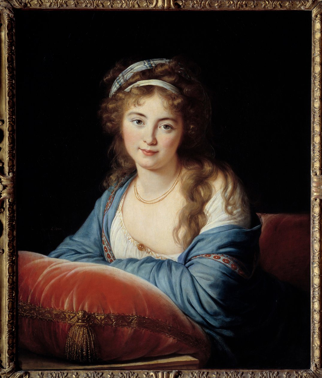 صورة للكونتيسة كاثرين فاسيليفنا سكافرونسكايا (1761-1829) سيدة شرف كاترين الثانية من روسيا لوحة لماري إليزابيث لويز فيجي لو برون (أو فيجي ليبرون أو فيجي ليبرون) (1755-1842) 1796 صن. 0.66x0.8 م - صورة للكونتيسة بواسطة إليزابيث لويز فيجي ليبرون