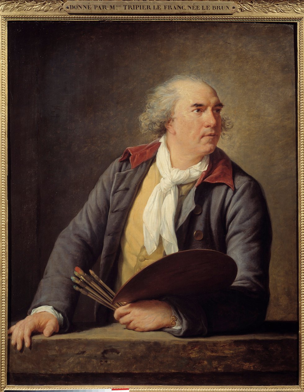صورة للرسام هوبرت روبرت (1733-1808). لوحة لماري إليزابيث لويز فيجي لو برون (أو فيجي ليبرون أو فيجي ليبرون) (1755-1842) بواسطة إليزابيث لويز فيجي ليبرون