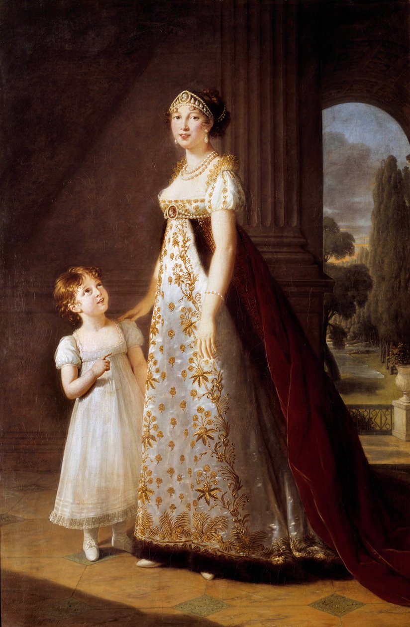صور في سفح ماري أنونسيادي كارولين بونابرت (1782-1839) الأميرة مراد مع ابنتها ليتيتيا (ماريا ليتيزيا جوزفين مورات بواسطة إليزابيث لويز فيجي ليبرون