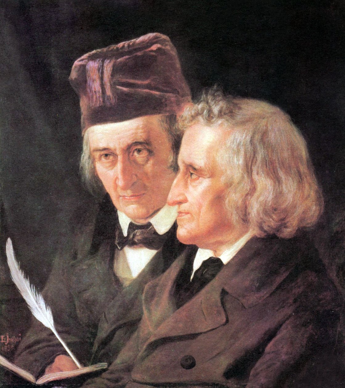 الأخوان جريم: يعقوب (1785-1863) وويلهلم (1786-1859) رسم إليزابيث جيريكاو بومان بواسطة إليزابيث ماريا آنا جيريشاو بومان