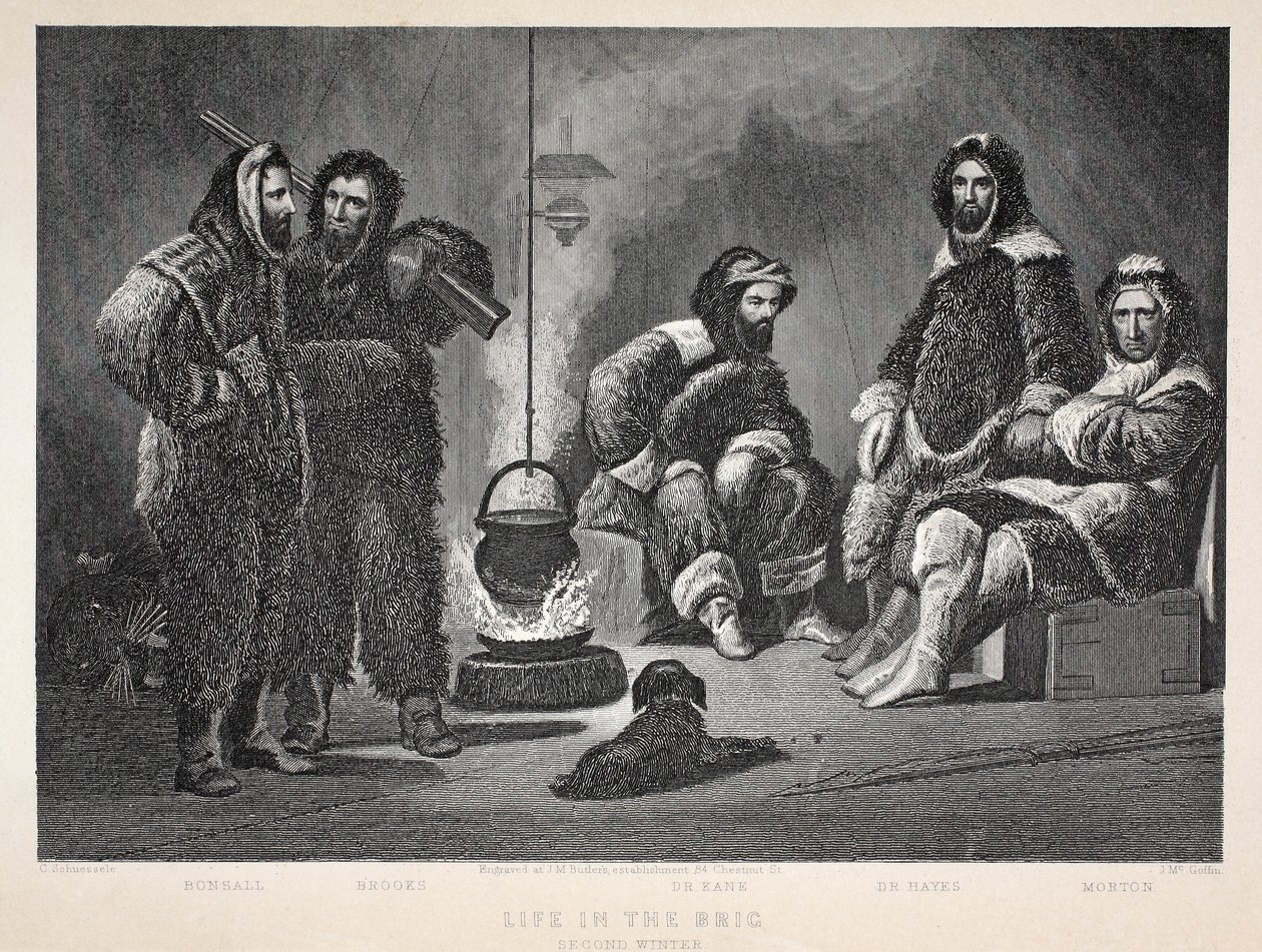 الحياة في العميد ، توضيح من "رحلة غرينيل الثانية في البحث عن السير جون فرانكلين ..." ، 1856 بواسطة إليشا كينت كين