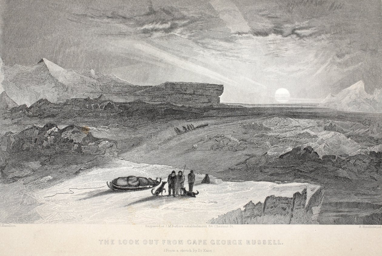 انظر من كيب جورج راسل ، رسم توضيحي من "رحلة غرينيل الثانية في البحث عن السير جون فرانكلين ..." ، 1856 بواسطة إليشا كينت كين
