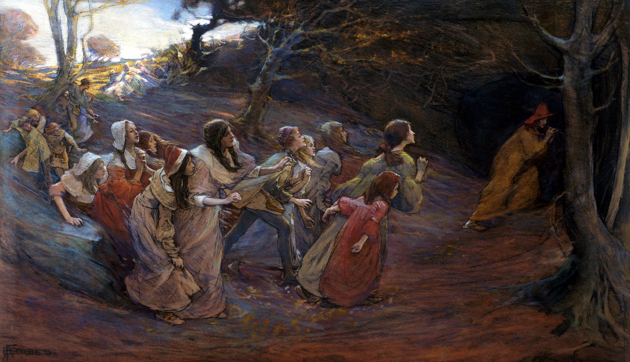 Pied Piper of Hamelin (وسائط مختلطة على الورق) بواسطة إليزابيث أديلا ستانهوب فوربس