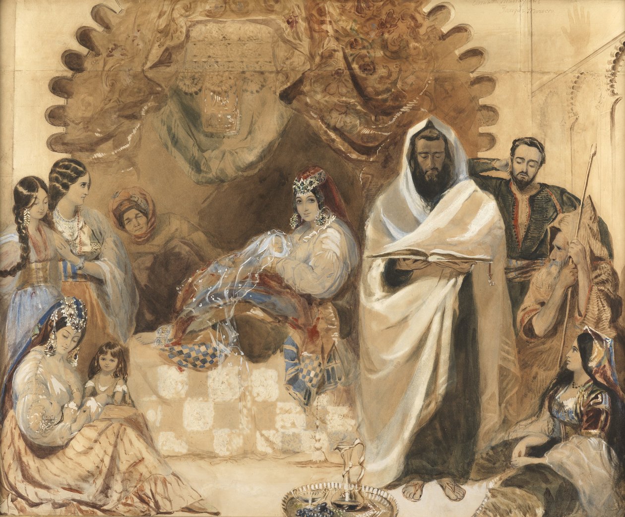 بريت ميلا في طنجة ، 1838 (مرحاض ولون جسم على ورق ، مرصع بزجاج ملون) بواسطة إليزابيث موراي