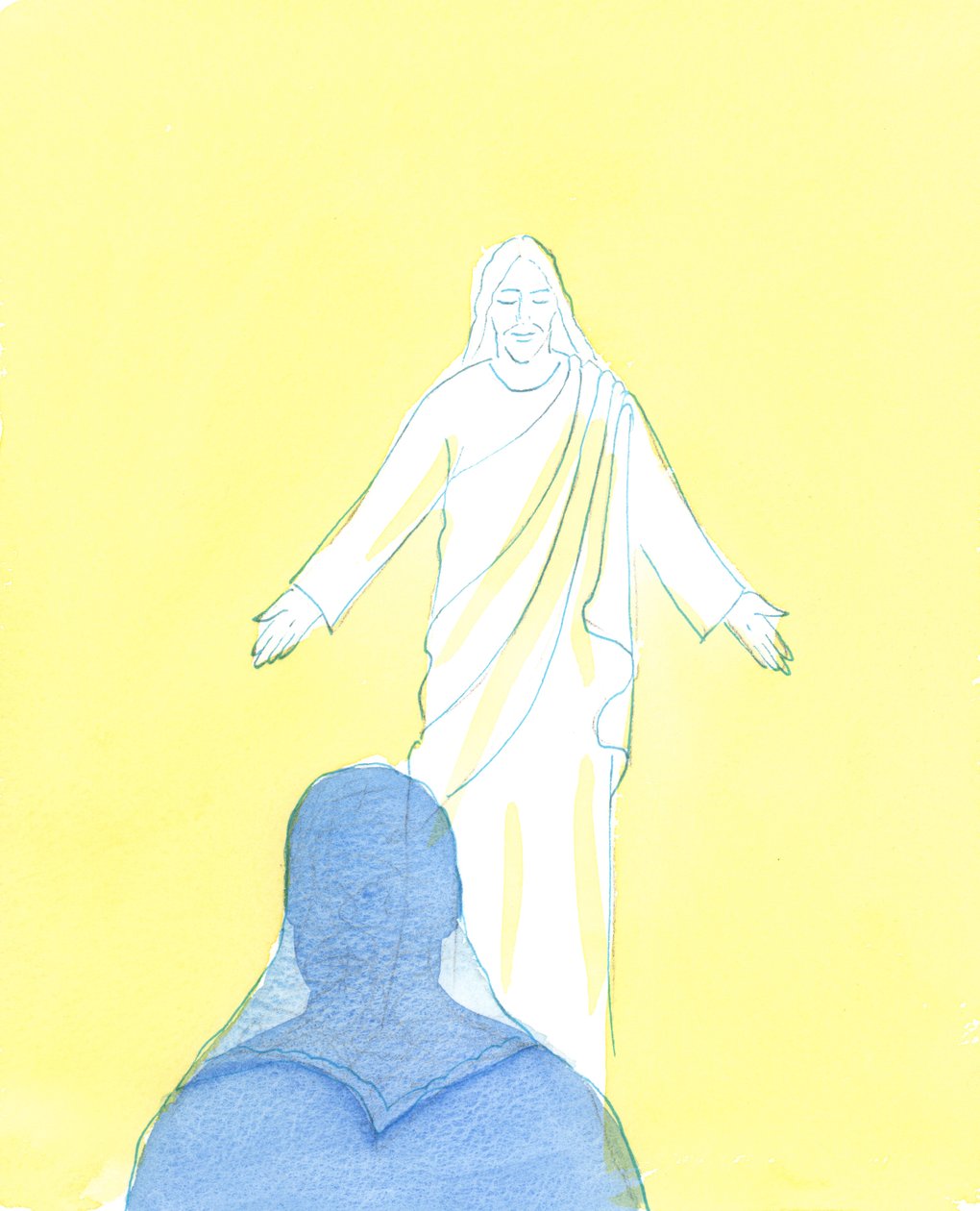 حدقني المسيح بحب وحنان هائلين ، كما أعربت عن أسفي وحبي ، 2003 (w - c على الورق) بواسطة إليزابيث وانج