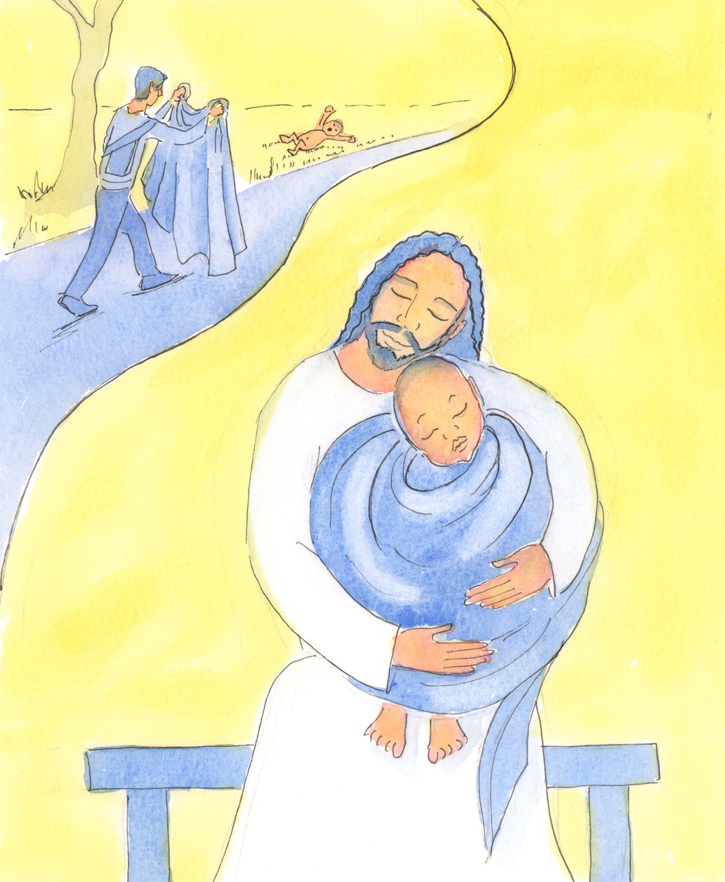المسيح سريع لتعزيةنا في الصعوبات التي نواجهها ، 2004 (w - c على الورق) بواسطة إليزابيث وانج