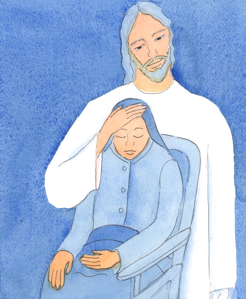 يقدم المسيح تعزية للجميع. ولكن إذا رفضنا الاقتراب منه فلا يمكننا الحصول على مساعدته ، 2004 (w - c على الورق) بواسطة إليزابيث وانج