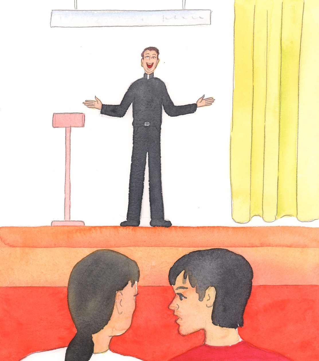 المسيح يريدنا أن نحترم القساوسة الذين هم "مسحاء آخرون" بيننا، 2005 (لوحة مائية على ورق) بواسطة إليزابيث وانج