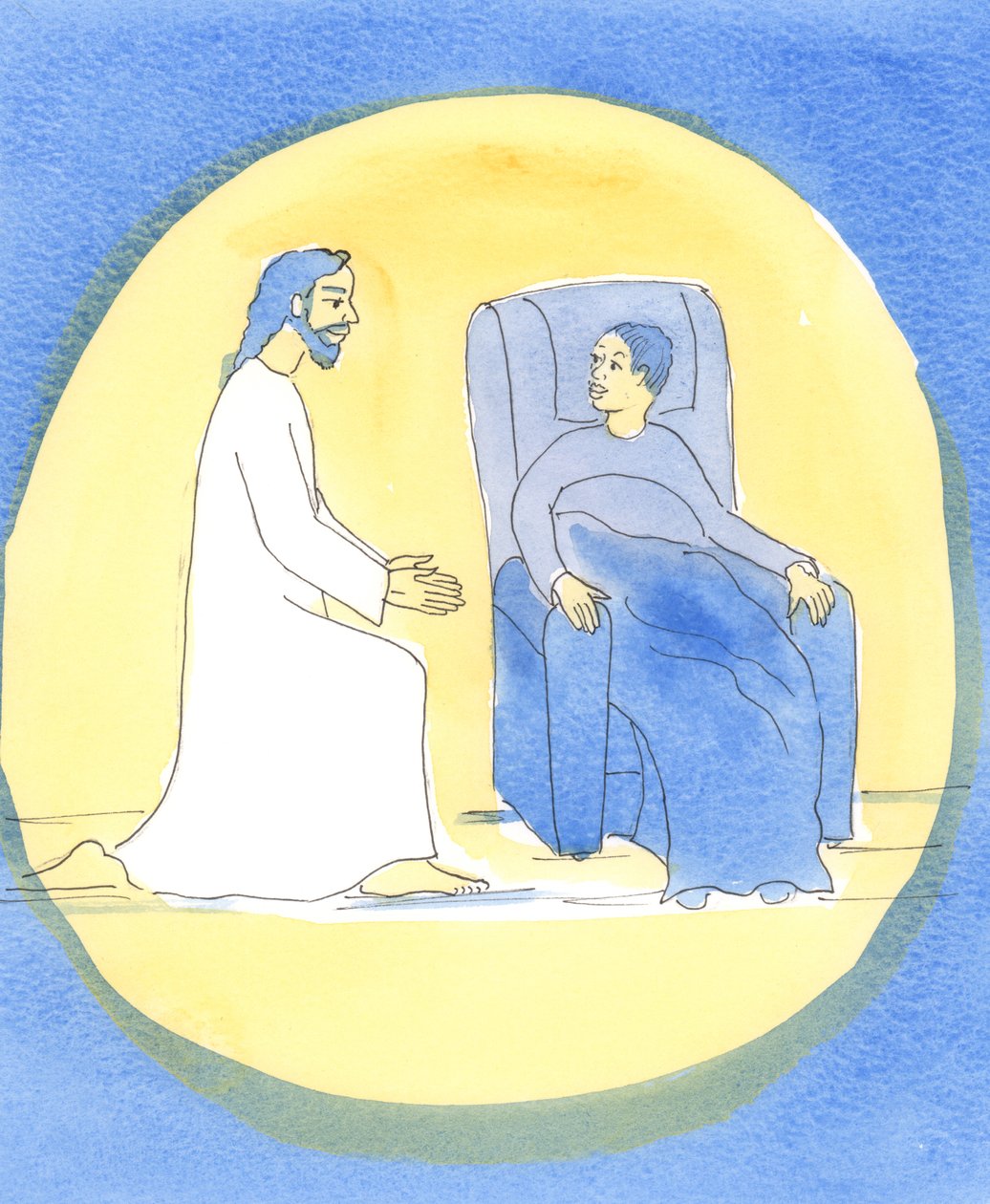 يأتي الرب ليكون معنا عندما نجعل "شركة روحية" ، 2004 (w - c على الورق) بواسطة إليزابيث وانج